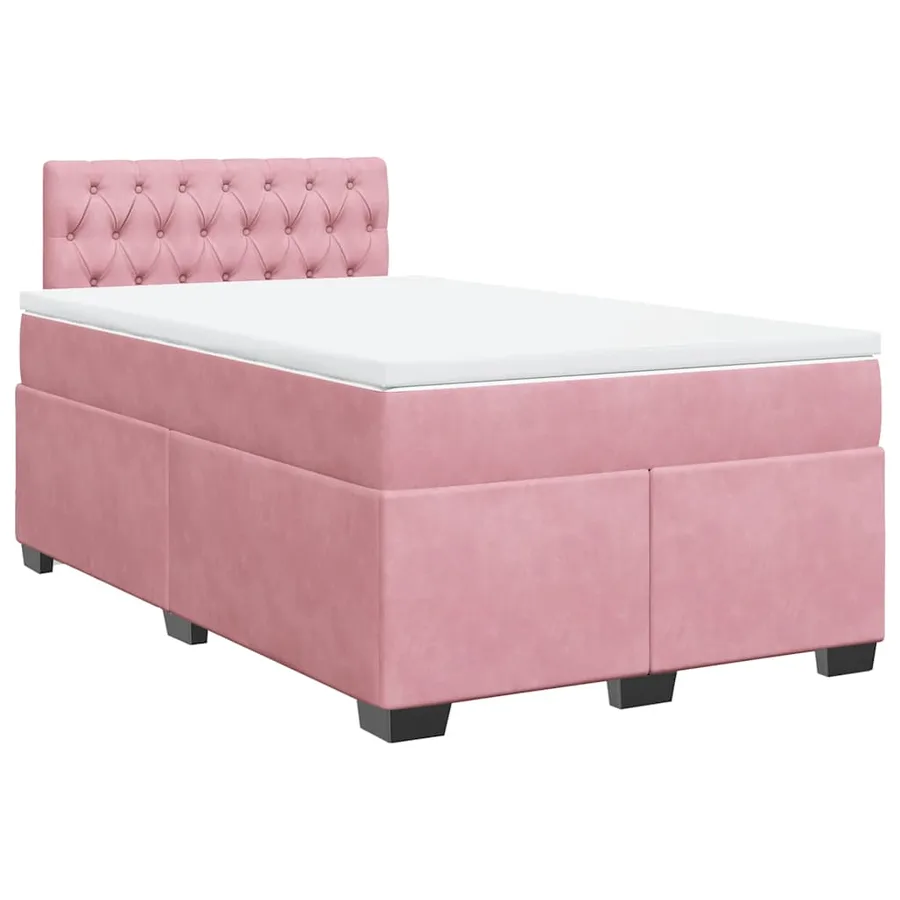 Sommier à lattes de lit avec matelas rose 120x190 cm velours - 3