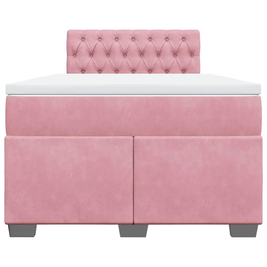 Sommier à lattes de lit avec matelas rose 120x190 cm velours - 6