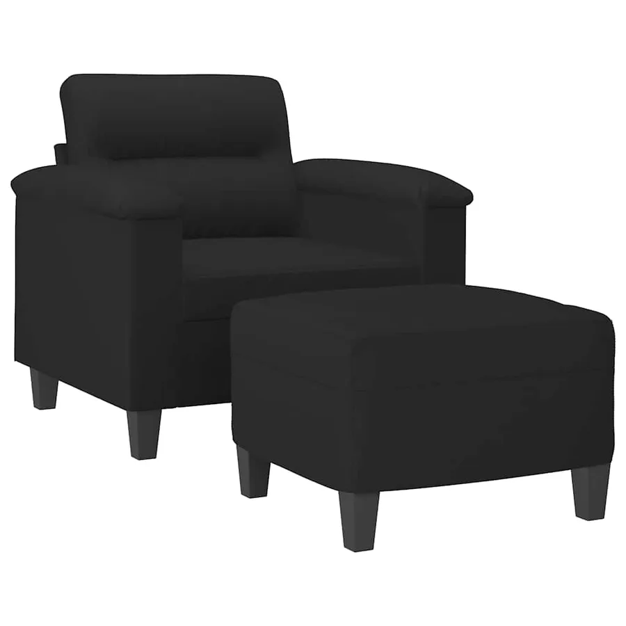Fauteuil avec repose-pied Noir 60 cm Tissu microfibre - 3