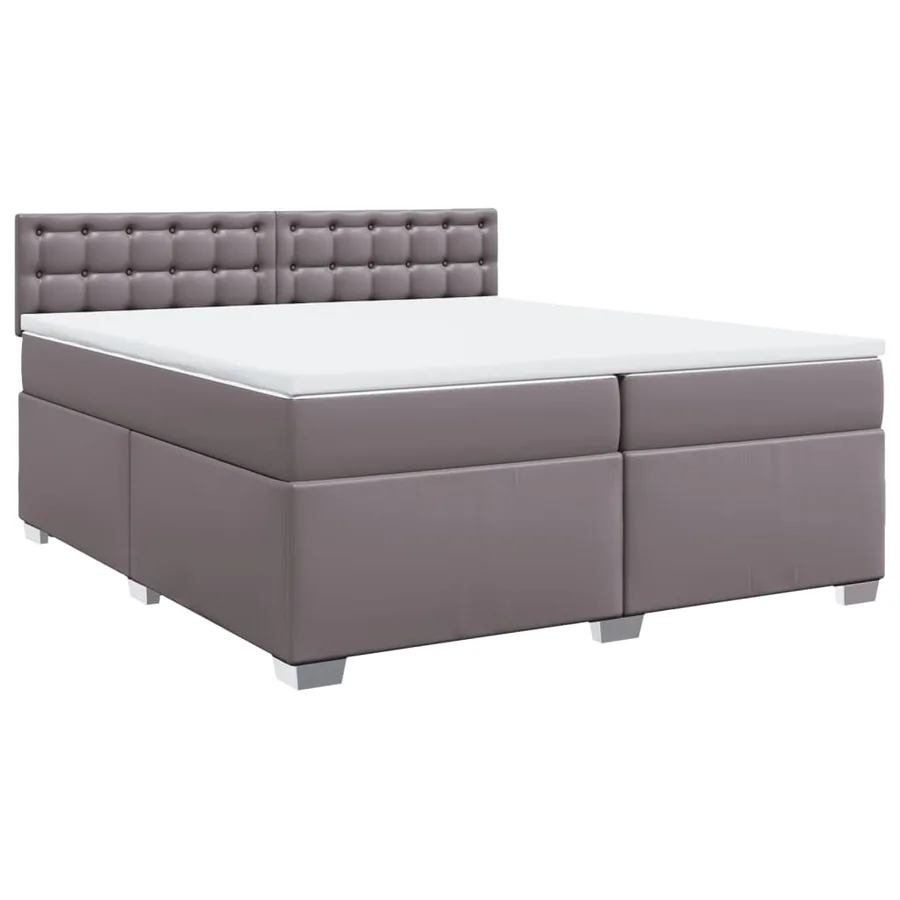 Sommier à lattes de lit avec matelas Gris 200x200 cm Similicuir - 2