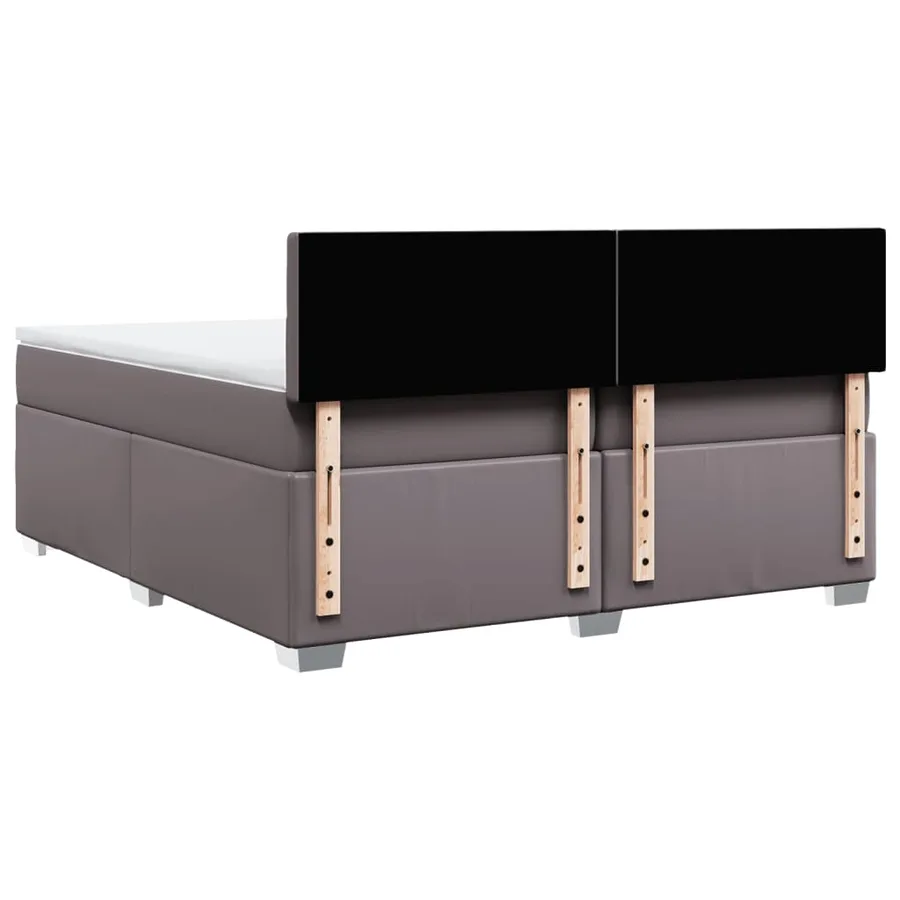 Sommier à lattes de lit avec matelas Gris 200x200 cm Similicuir - 12