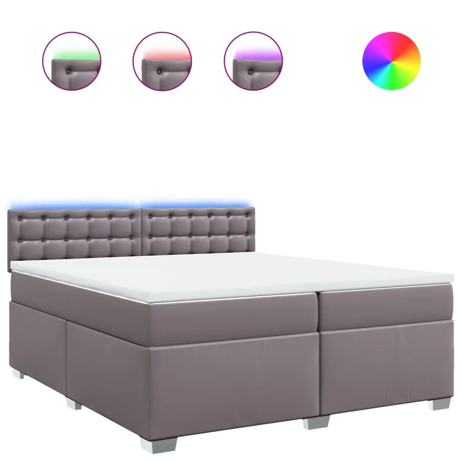 Sommier à lattes de lit avec matelas Gris 200x200 cm Similicuir - 2
