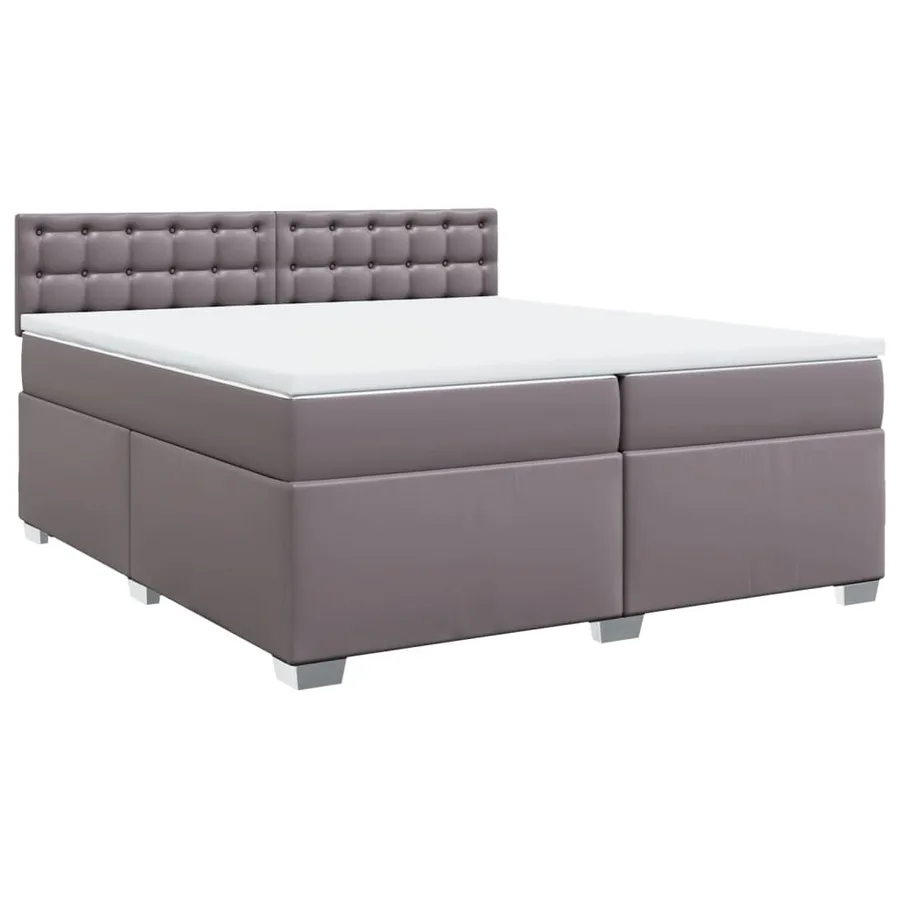 Sommier à lattes de lit avec matelas Gris 200x200 cm Similicuir - 3
