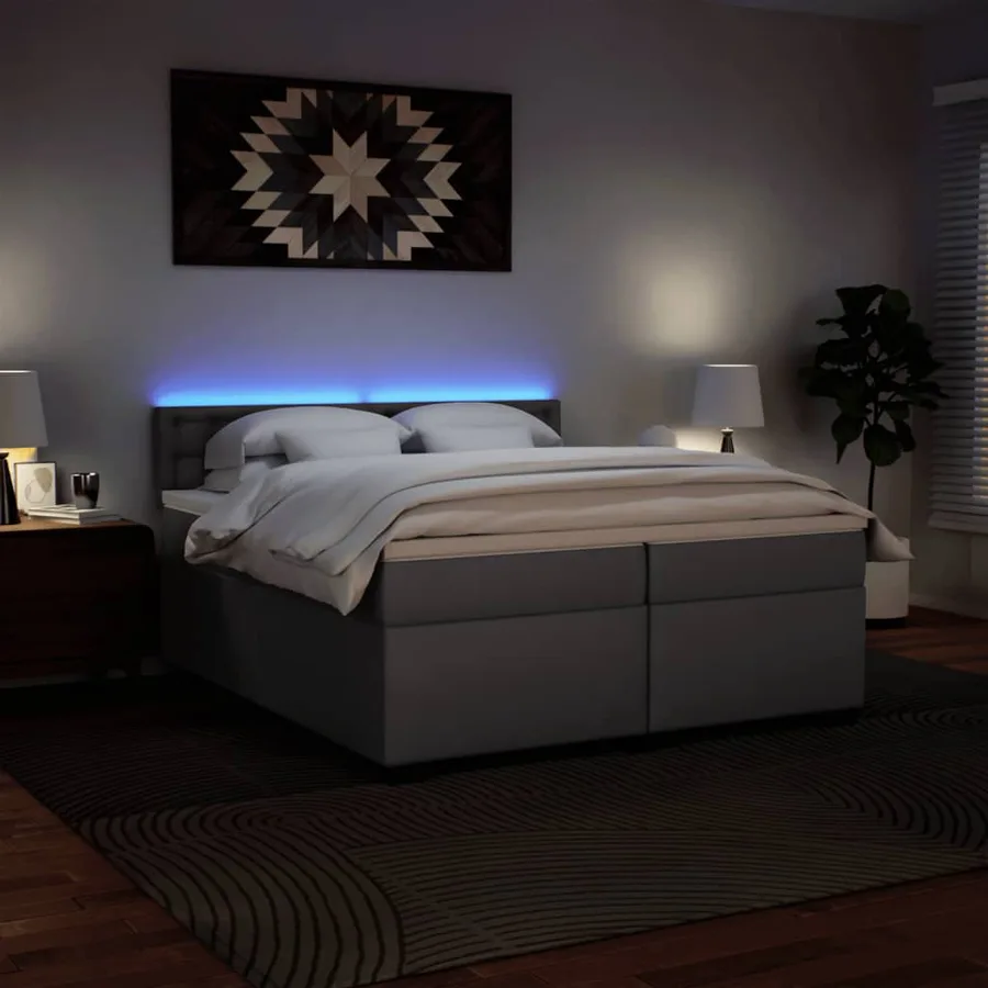 Sommier à lattes de lit avec matelas Gris 200x200 cm Similicuir - 5