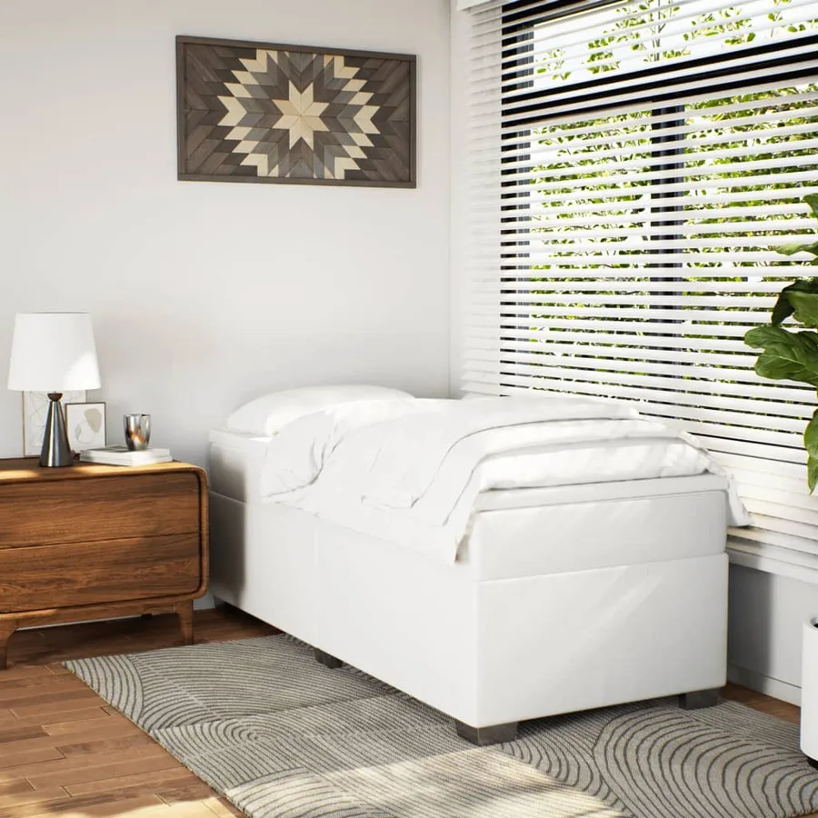 Sommier à lattes de lit avec matelas Blanc 100x200cm Similicuir - 3