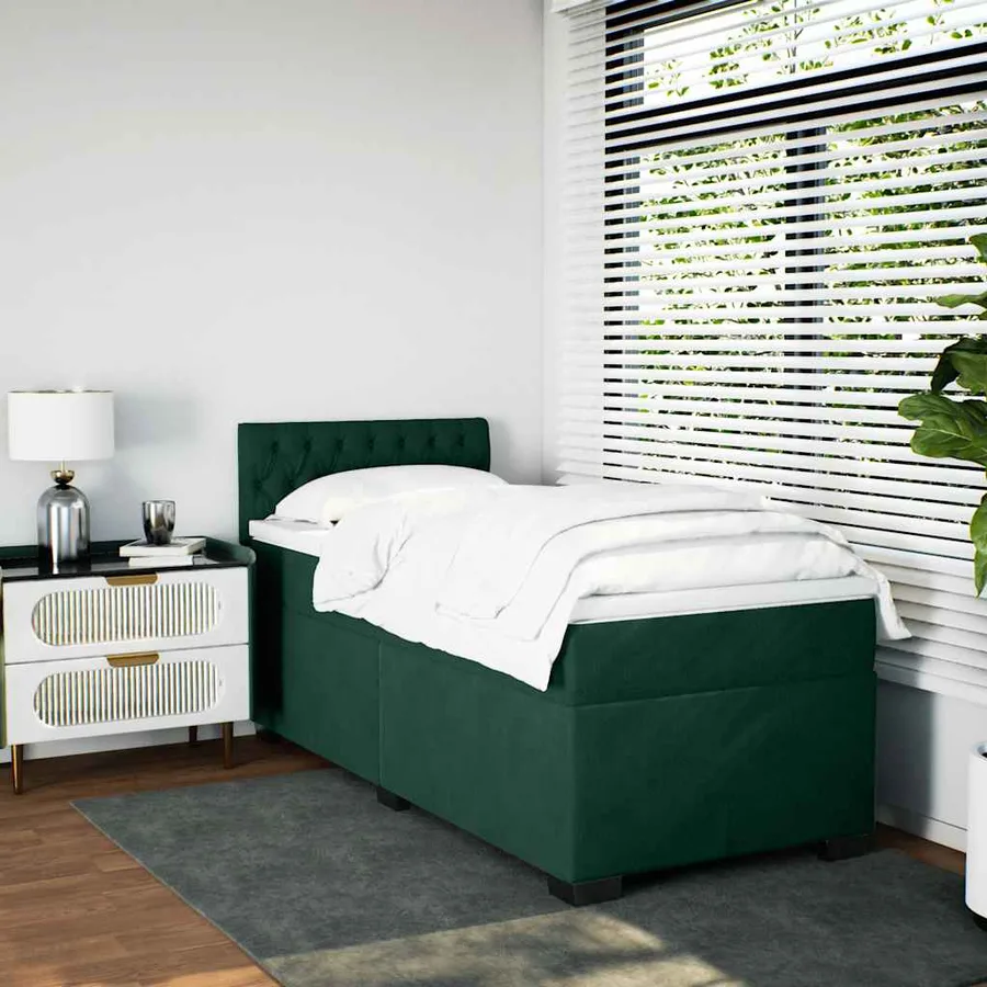 Sommier à lattes de lit et matelas Vert foncé 80x200 cm Velours - 3