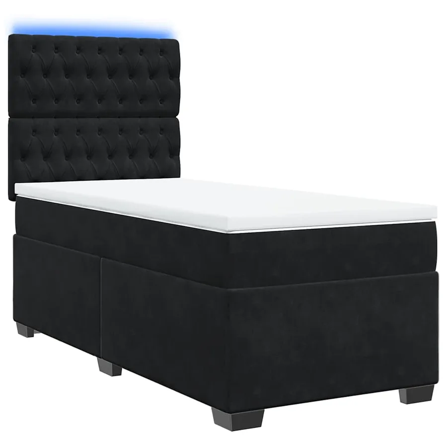 Sommier à lattes de lit avec matelas Noir 90x190 cm Velours - 3