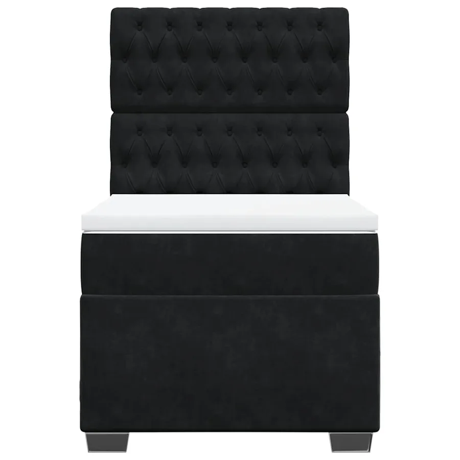 Sommier à lattes de lit avec matelas Noir 90x190 cm Velours - 7