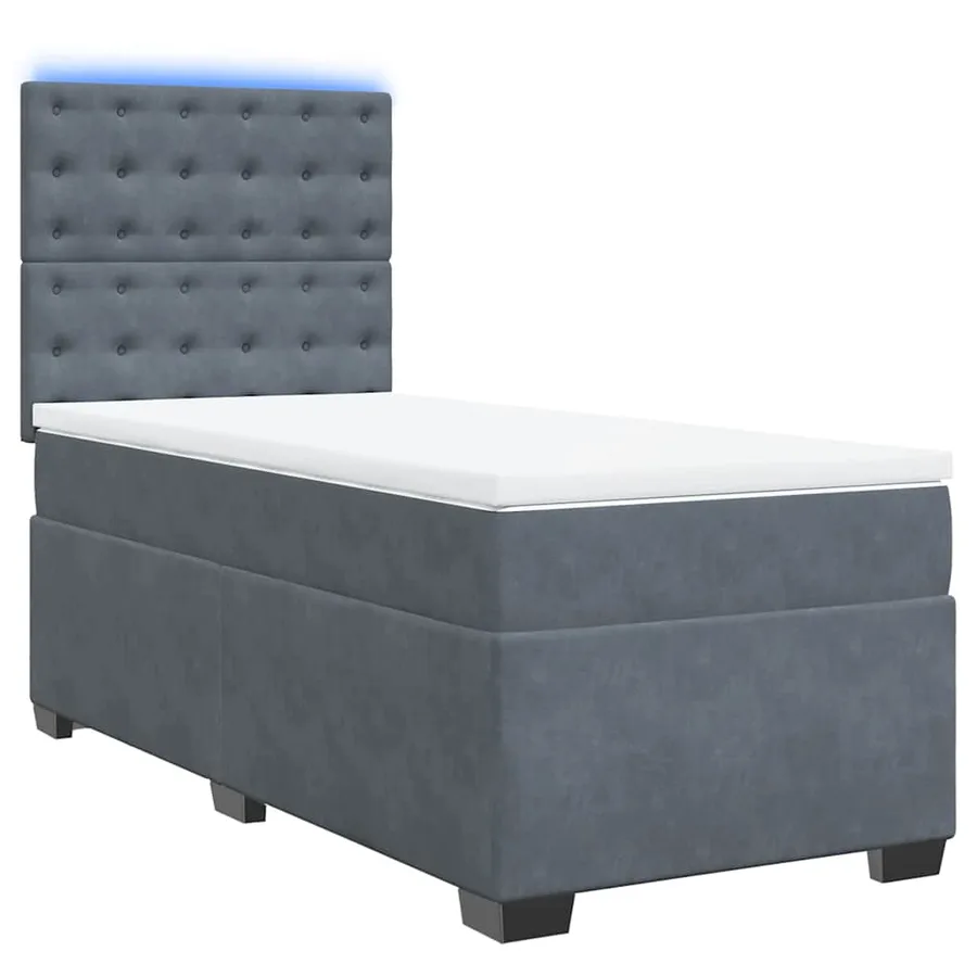 Sommier à lattes de lit et matelas Gris foncé 80x200 cm Velours - 3