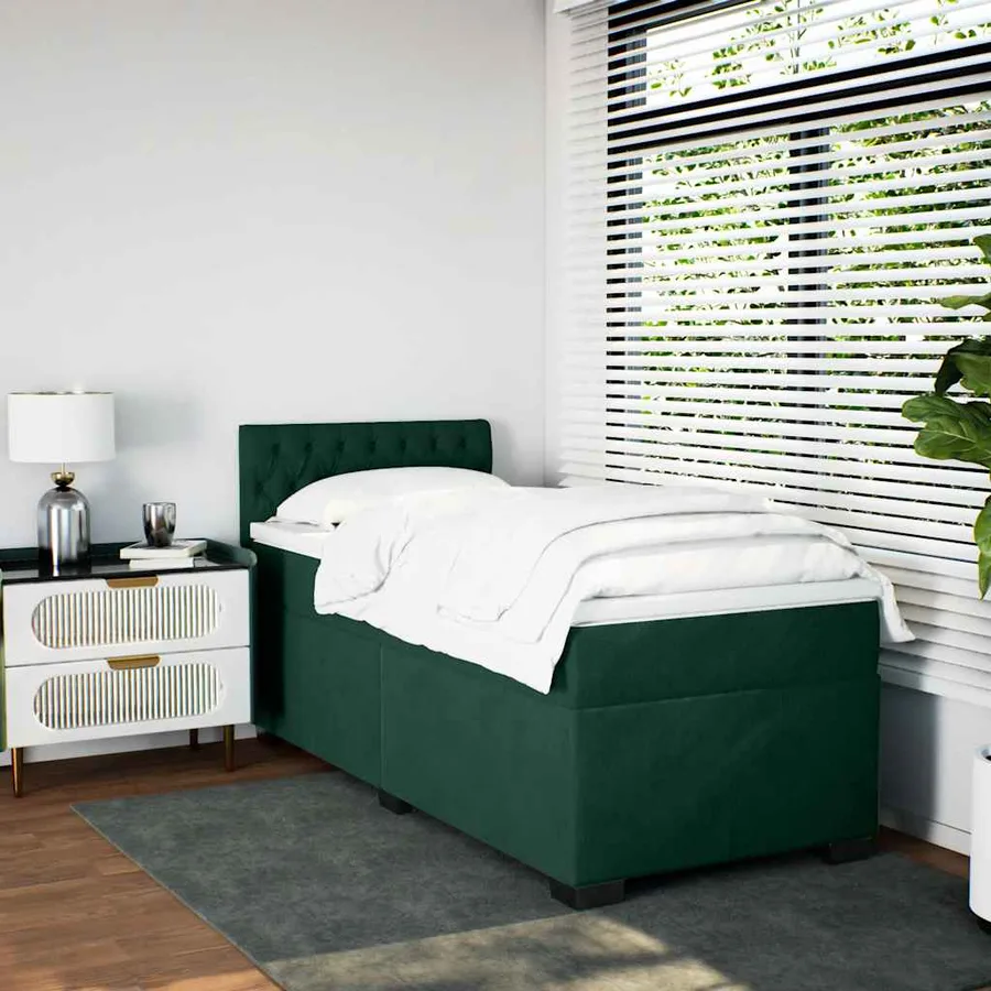 Sommier à lattes de lit et matelas Vert foncé 80x200 cm Velours - 5
