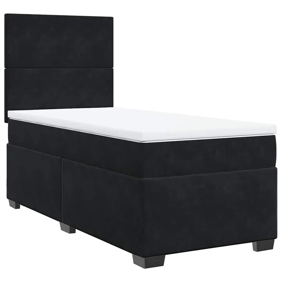 Sommier à lattes de lit avec matelas Noir 90x190 cm Velours - 6
