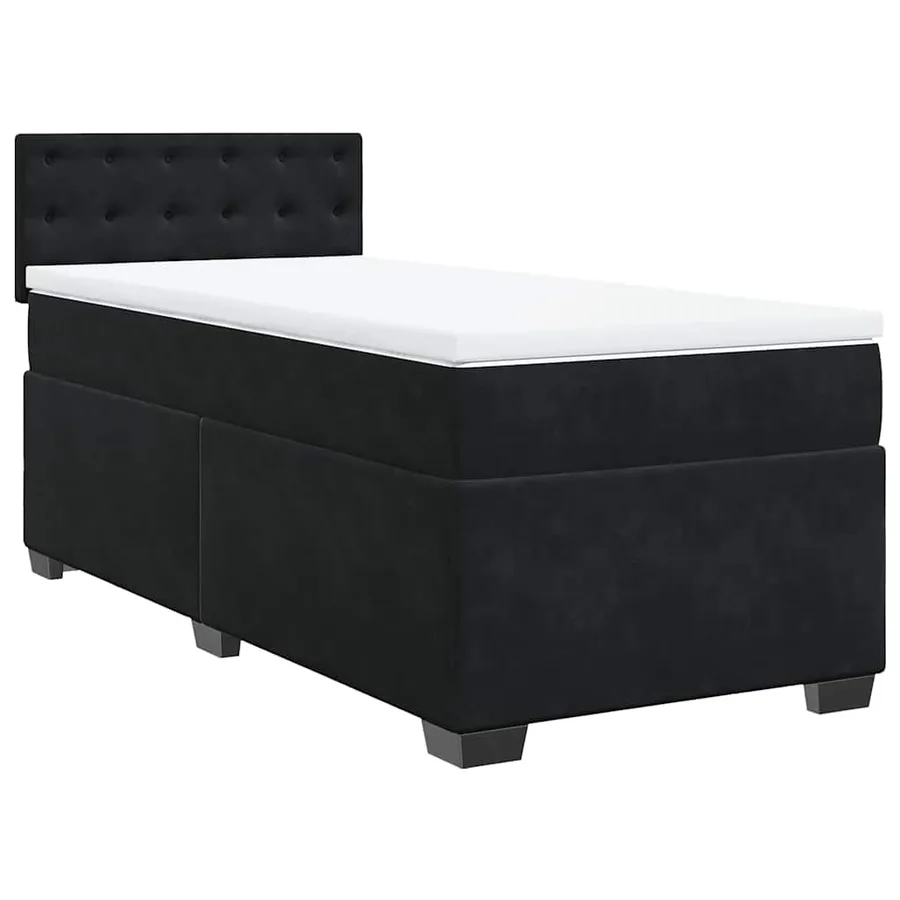 Sommier à lattes de lit avec matelas noir 90x190 cm simple velours - 3
