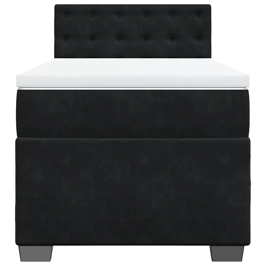 Sommier à lattes de lit avec matelas noir 90x190 cm simple velours - 6