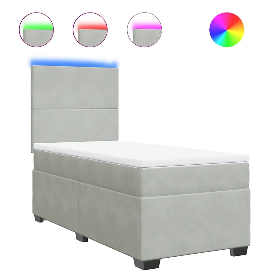 Sommier à lattes de lit et matelas Gris clair 80x200 cm Velours - 2