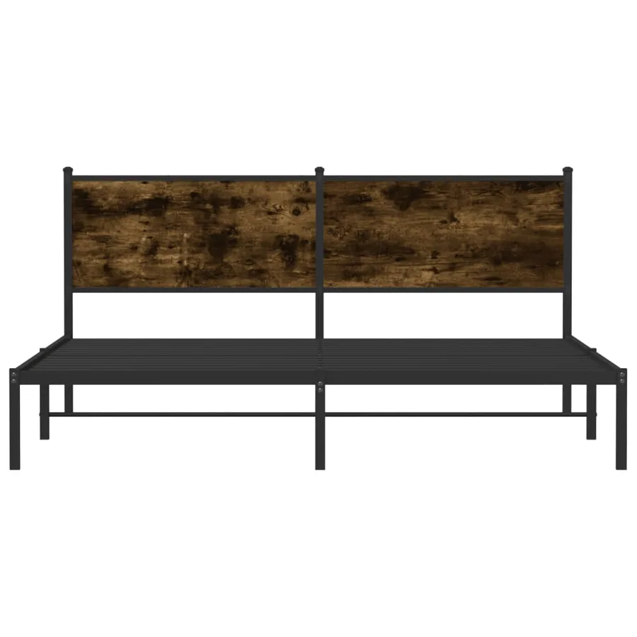 Cadre de lit en métal sans matelas chêne fumé 180x200 cm - 5