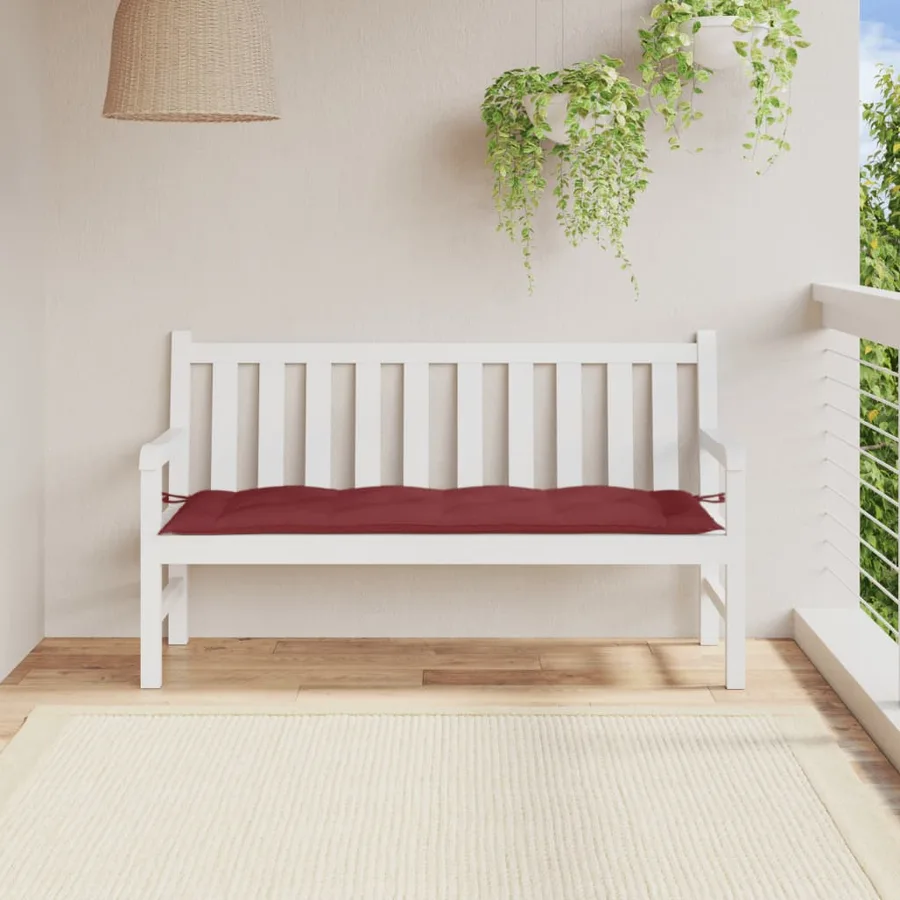 Coussin de banc de jardin rouge bordeaux mélangé tissu - 3