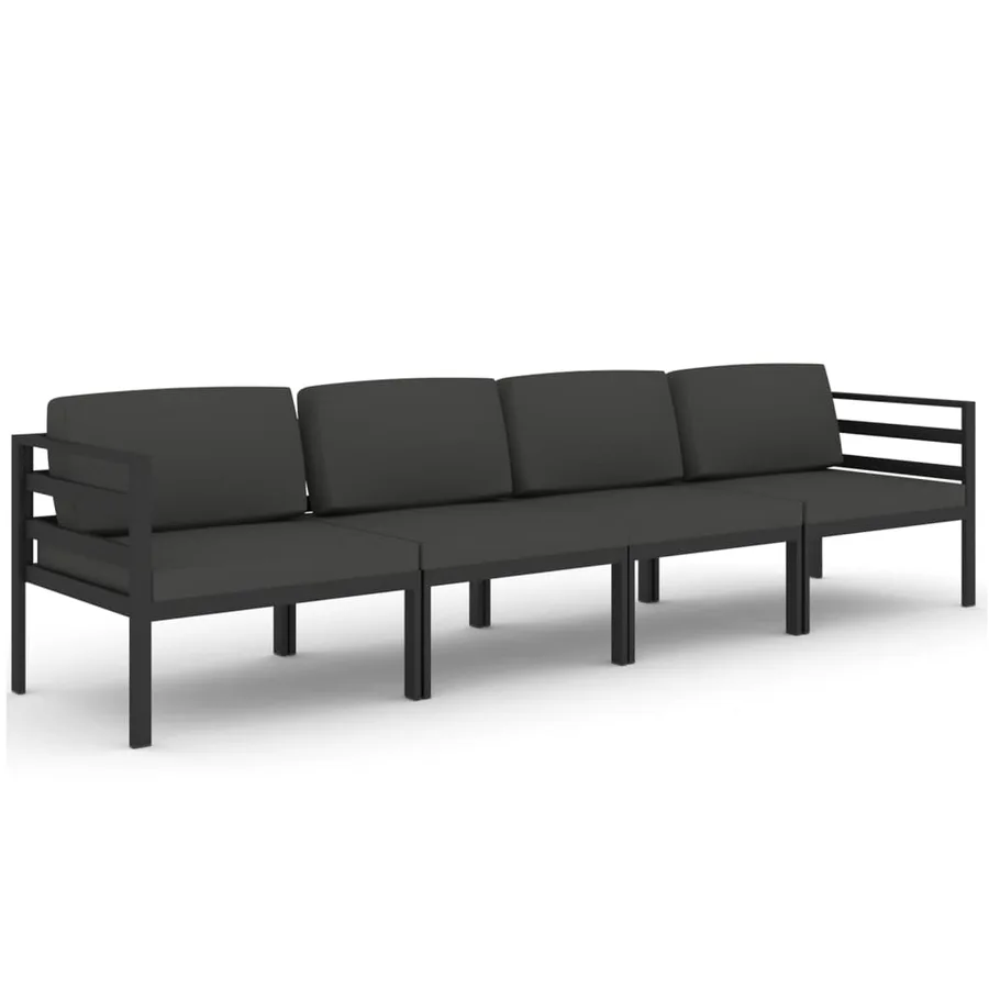 Salon de jardin 4 pcs avec coussins Aluminium Anthracite - 2