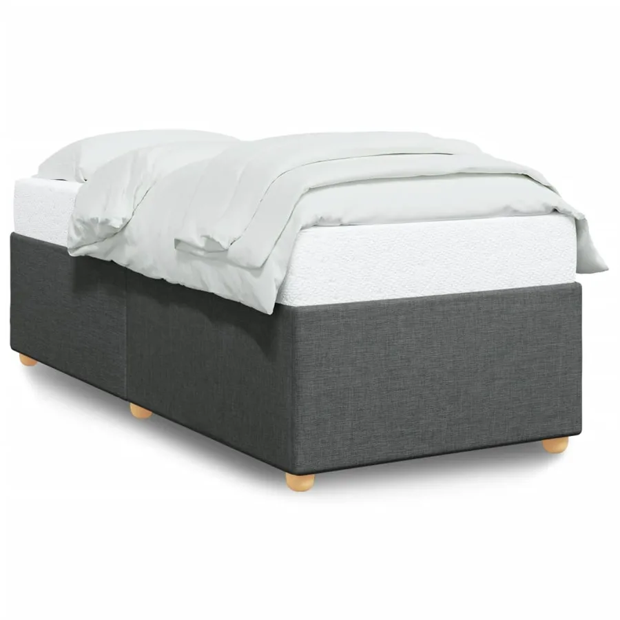 Cadre de lit sans matelas gris foncé 100x200 cm tissu - 2