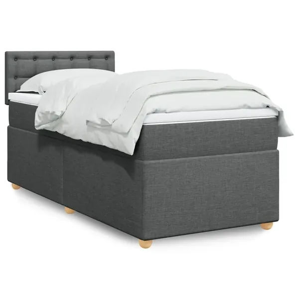 Sommier à lattes de lit avec matelas gris foncé 90x190 cm simple tissu