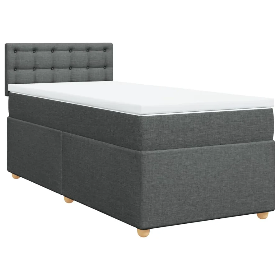 Sommier à lattes de lit avec matelas gris foncé 90x190 cm simple tissu - 2