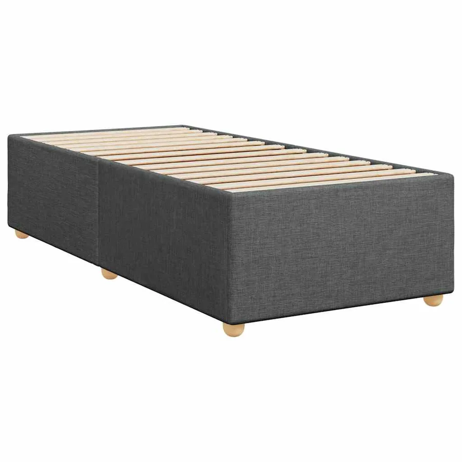 Cadre de lit sans matelas tissu gris foncé une place - 3
