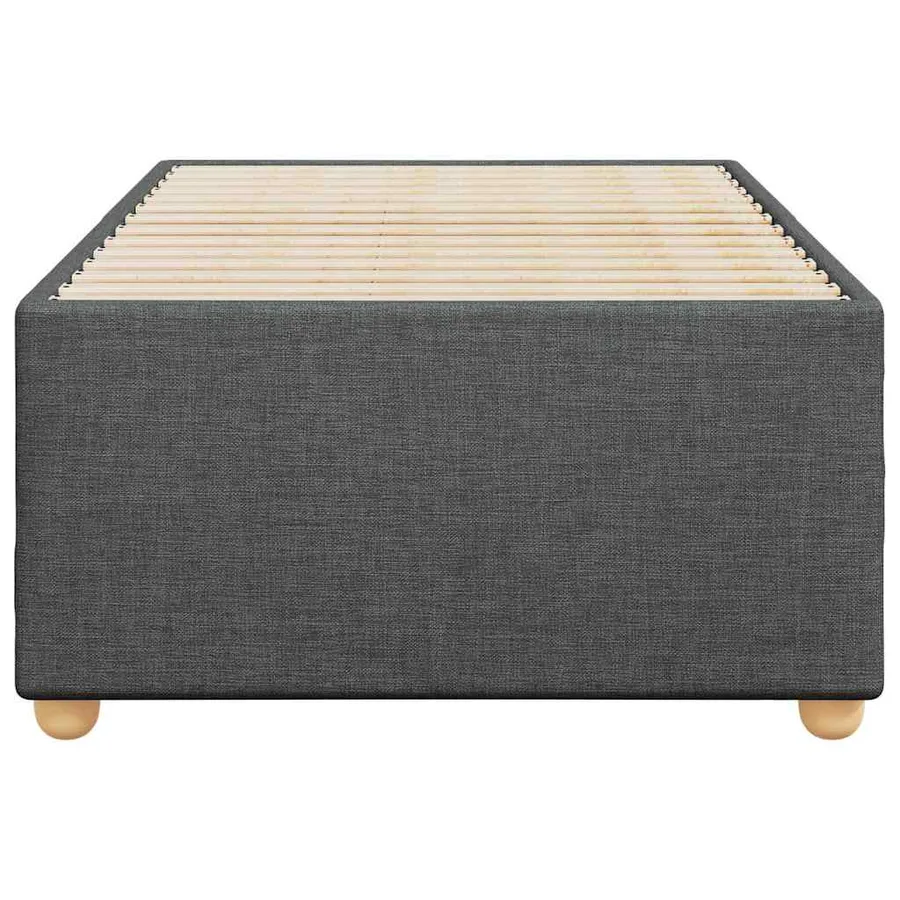 Cadre de lit sans matelas tissu gris foncé une place - 4
