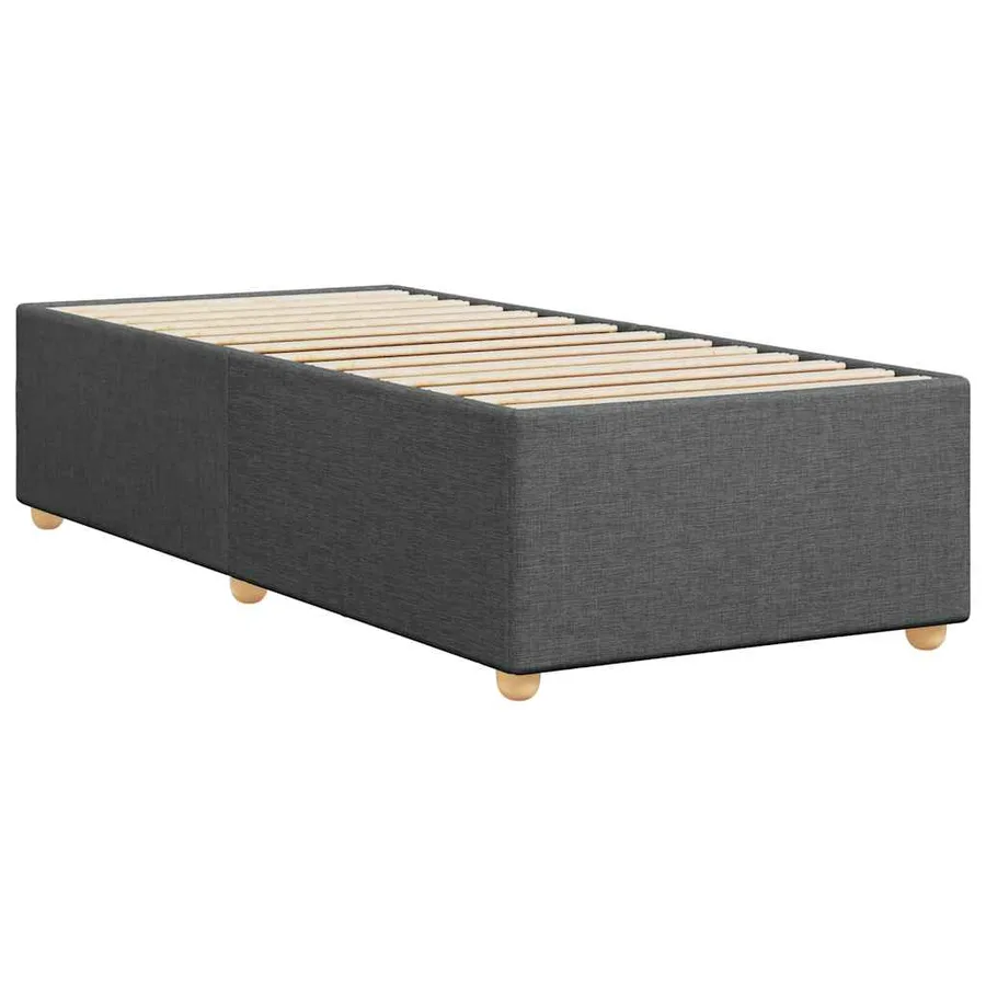 Cadre de lit sans matelas tissu gris foncé une place - 6