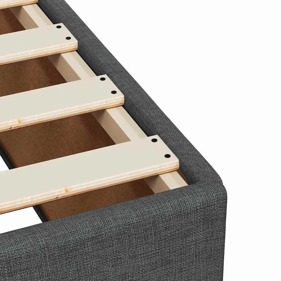 Cadre de lit sans matelas tissu gris foncé une place - 7