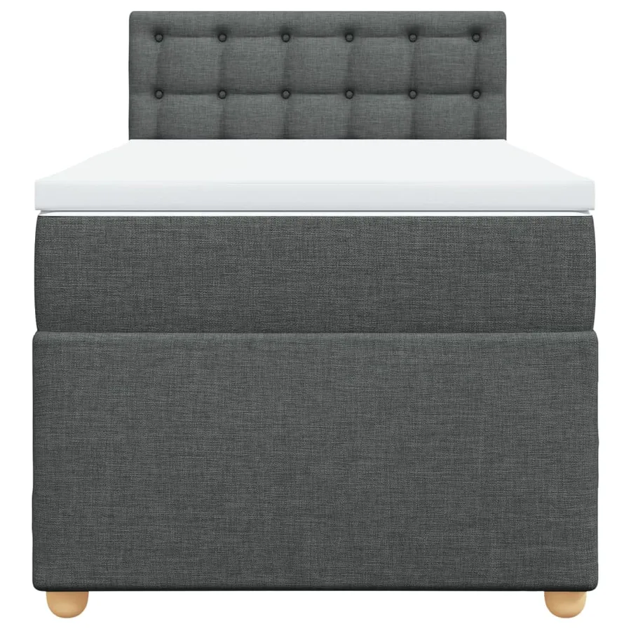 Sommier à lattes de lit et matelas Gris foncé 90x190 cm Tissu - 6