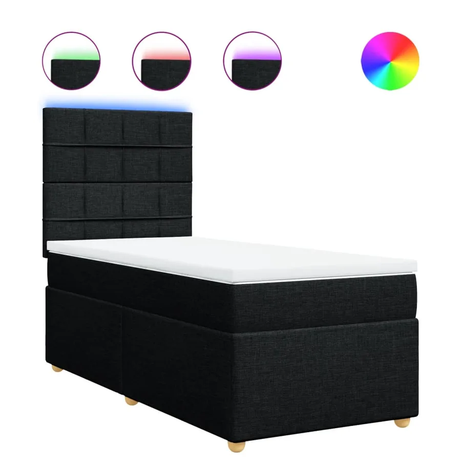 Sommier à lattes de lit avec matelas Noir 90x190 cm Tissu - 2