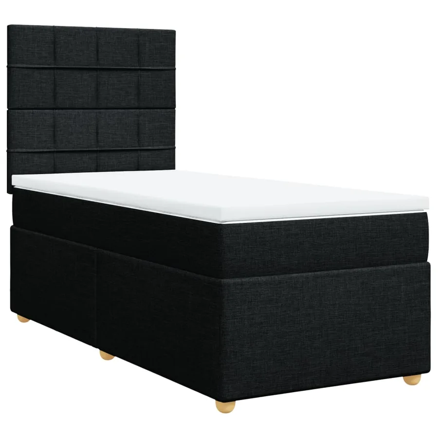 Sommier à lattes de lit avec matelas Noir 90x190 cm Tissu - 3