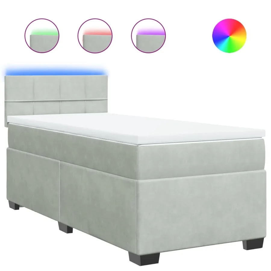 Sommier à lattes de lit et matelas Gris clair 90x200 cm Velours - 2
