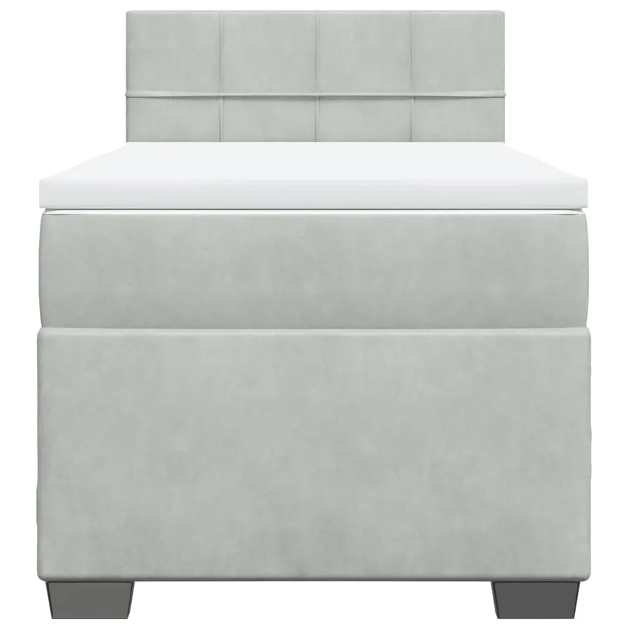 Sommier à lattes de lit et matelas Gris clair 90x200 cm Velours - 6
