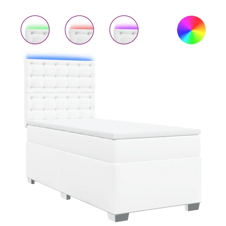 Sommier à lattes de lit avec matelas Blanc 100x200cm Similicuir - 2