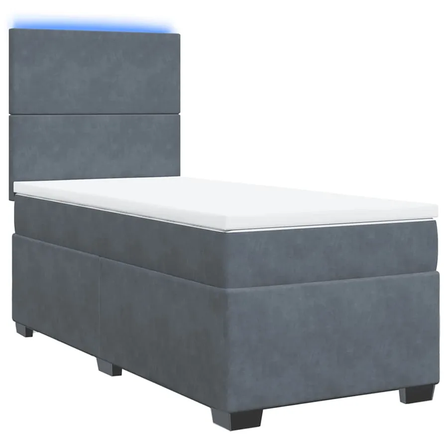 Sommier à lattes de lit et matelas Gris foncé 90x200 cm Velours - 3