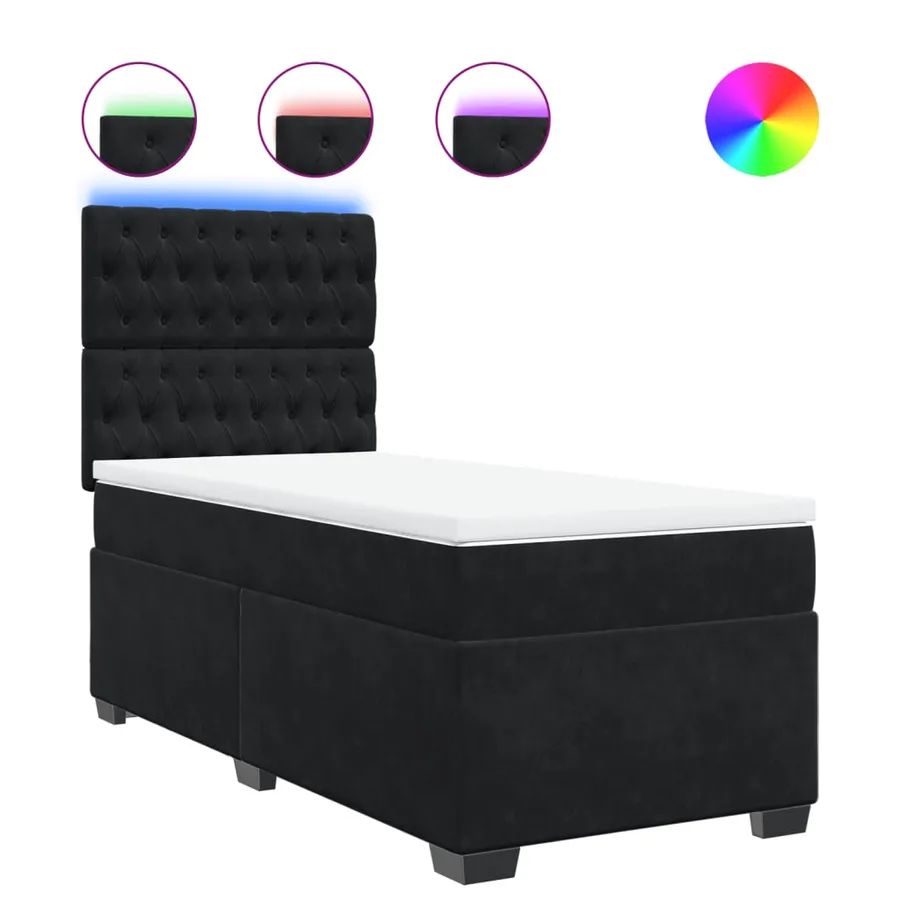 Sommier à lattes de lit avec matelas Noir 90x200 cm Velours - 2