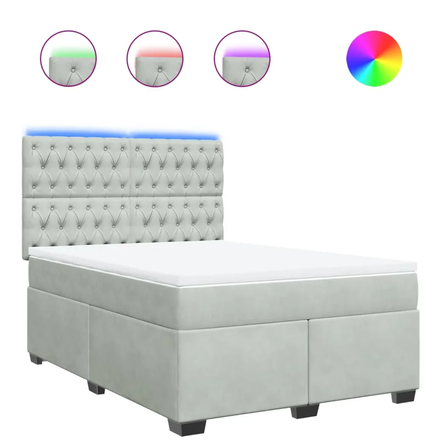 Sommier à lattes de lit et matelas Gris clair 140x200cm Velours - 2
