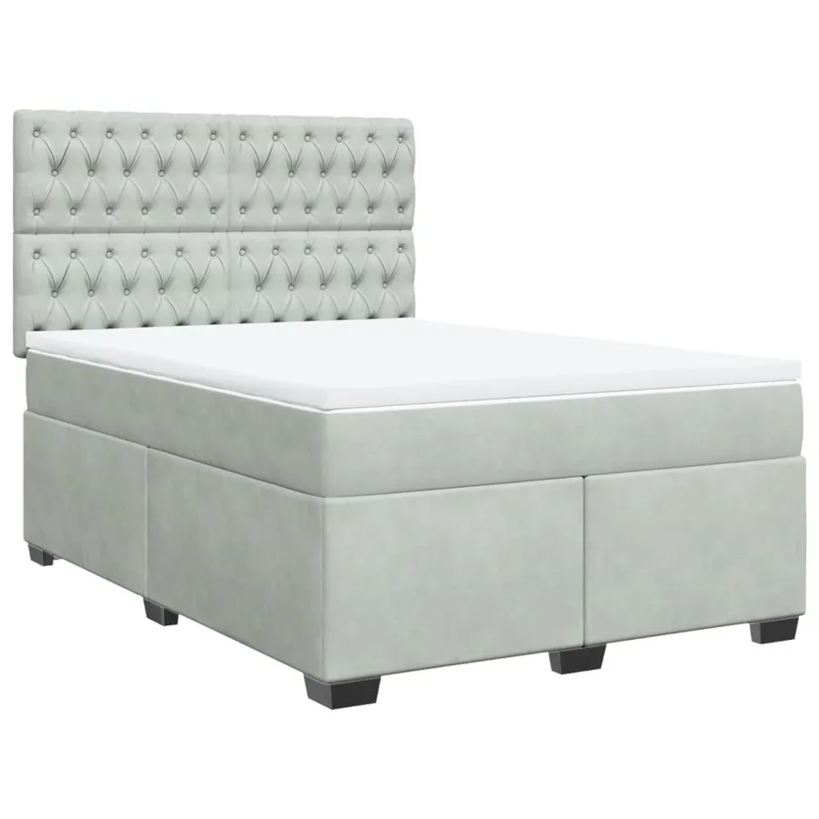Sommier à lattes de lit et matelas Gris clair 140x200cm Velours - 3