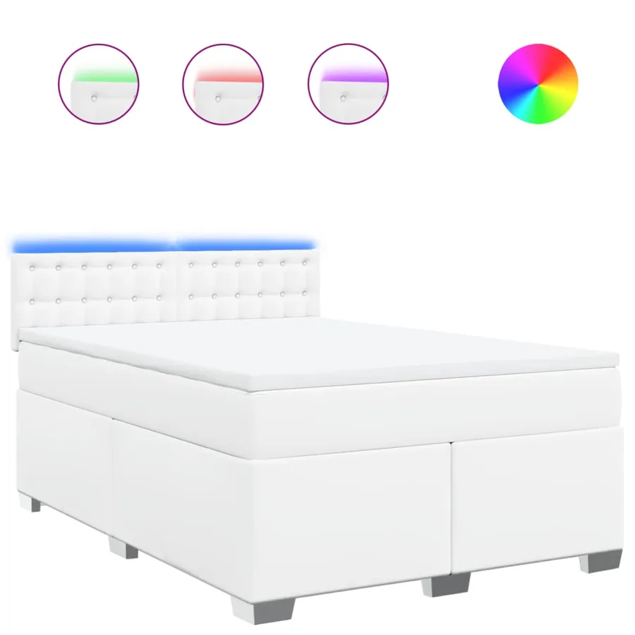 Sommier à lattes de lit avec matelas Blanc 140x200cm Similicuir - 2