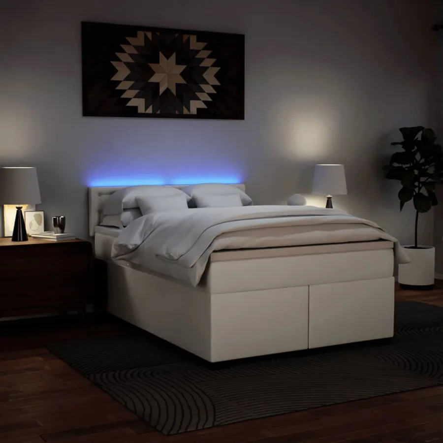 Sommier à lattes de lit avec matelas Blanc 140x200cm Similicuir - 5