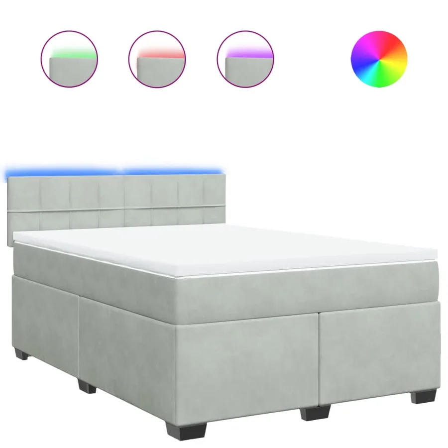 Sommier à lattes de lit et matelas Gris clair 140x200cm Velours - 2