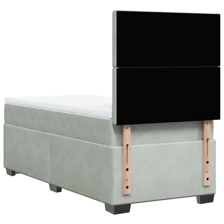 Sommier à lattes de lit et matelas Gris clair 90x200 cm Velours - 10