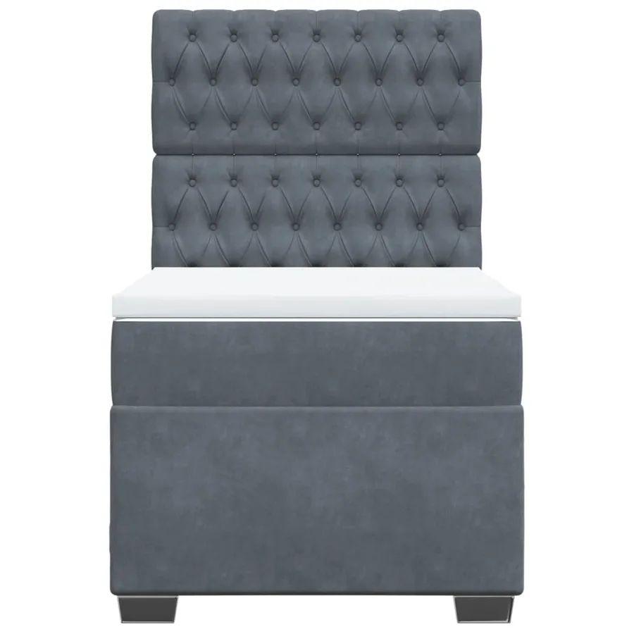 Sommier à lattes de lit et matelas Gris foncé 90x200 cm Velours - 4