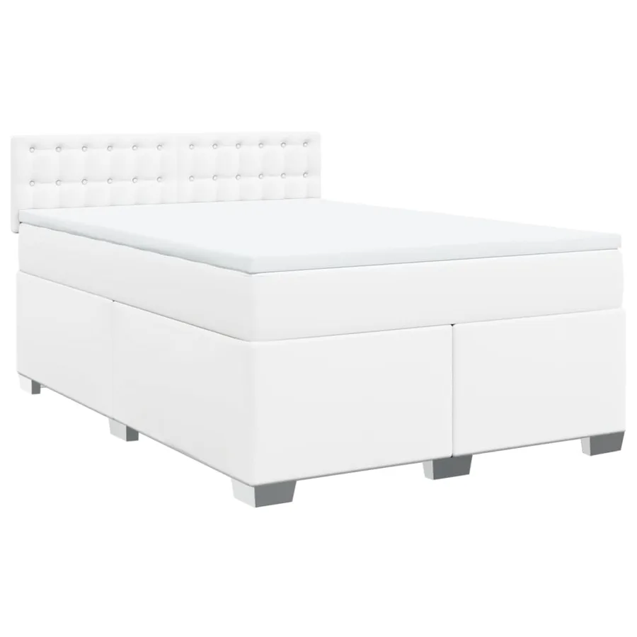 Sommier à lattes de lit avec matelas Blanc 140x200cm Similicuir - 2