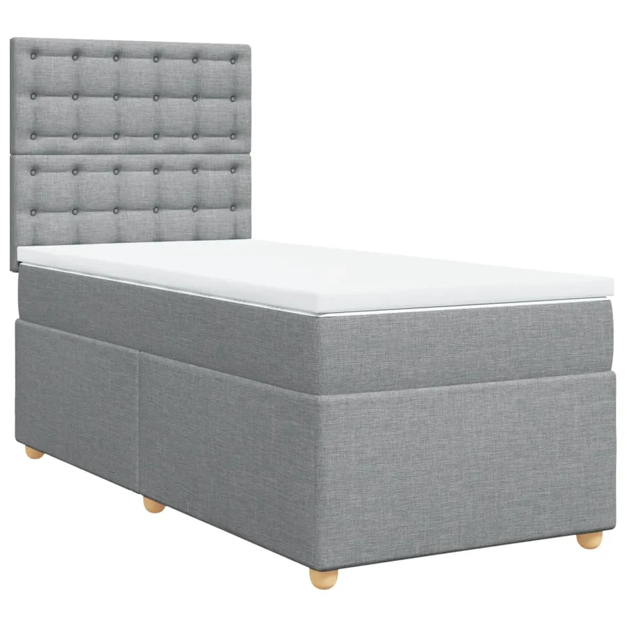 Sommier à lattes de lit et matelas Gris clair 90x190 cm Tissu - 2