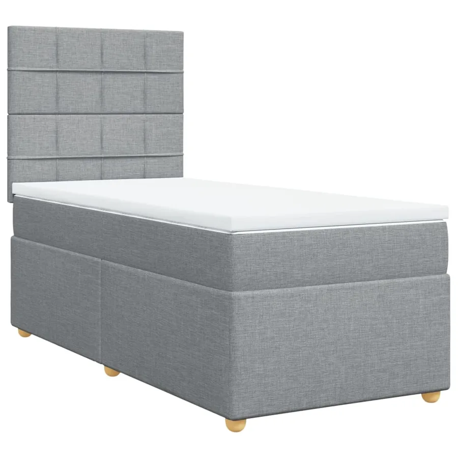 Sommier à lattes de lit et matelas Gris clair 90x190 cm Tissu - 2