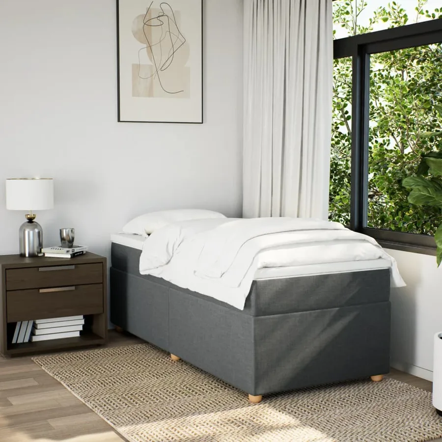 Sommier à lattes de lit avec matelas Gris foncé 90x200 cm Tissu - 3