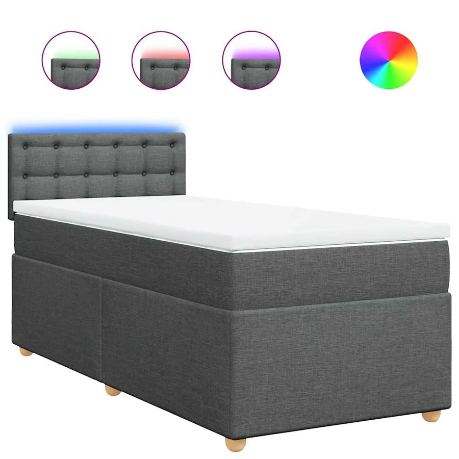 Sommier à lattes de lit avec matelas Gris foncé 90x200 cm Tissu - 2