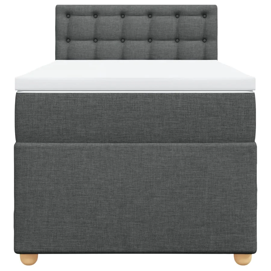 Sommier à lattes de lit avec matelas Gris foncé 90x200 cm Tissu - 6