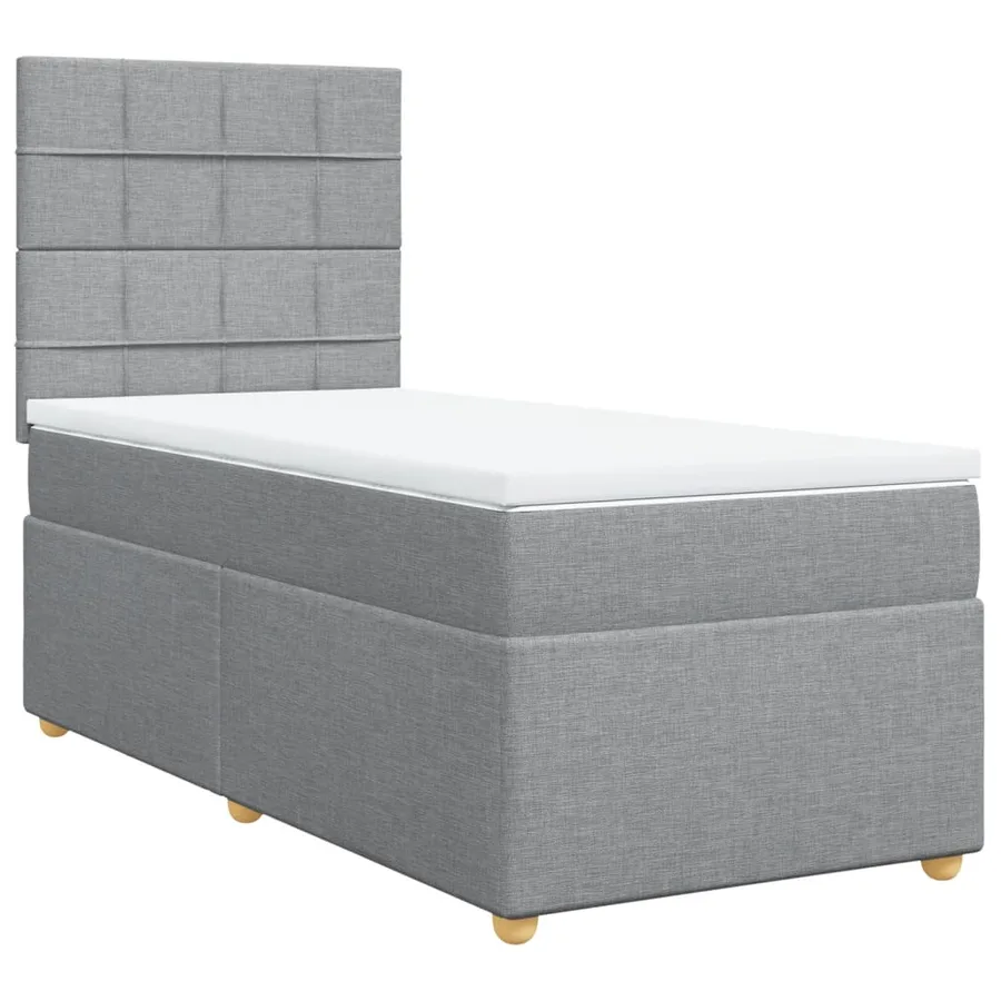 Sommier à lattes de lit avec matelas Gris clair 90x200 cm Tissu - 3